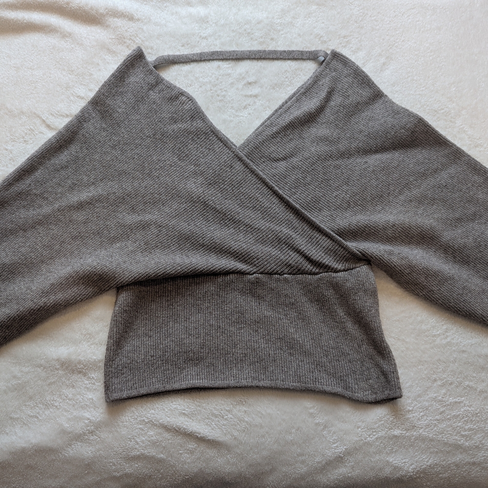 Love Tree Off-the-Shoulder Sweater in Light Brown